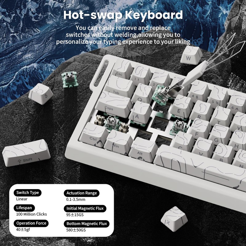ATTACK SHARK X68 HE 8000Hz Rapid Trigger Keyboard, 0.01mm RT
