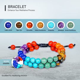 JAGPAROVA Chakra Bracelet - Good Luck Crystals - Gemstone Bracelets - Crystals Bracelet - Beaded Bracelets - Crystals And Gemstones - Chakra Crystal Bracelet - Reiki Gifts (seven chakra Double layer)