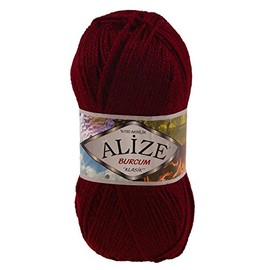 Alize Burcum Knitting Yarn Plain / Plain Colour 57 Bordeaux Red 100 g