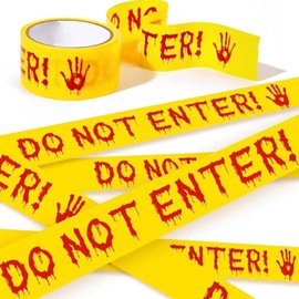 Cinta de Advertencia de Halloween, Caution Tape Halloween 4,8 cm x 25 m Cinta de Miedo para Decoraciones de Hallowen Cinta de Advertencia Decoracion Dia de Muertos (Do Not Enter, 4.8cm x25m)