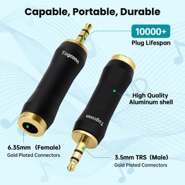 Togconn 1/8 Inch to 1/4 Inch Adapter 4 Pack, 3.5mm TRS Stereo Male to 6.35mm Quarter Inch Female Jack Plug Gold-Plated Pure Copper Audio Converter Connector Premium Quality Series
