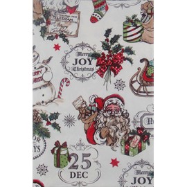Dining Fashions Seasons Greetings Santa's Merry Christmas Collage Vinyl Flannel Back Tablecloth (52" x 70" Oblong)