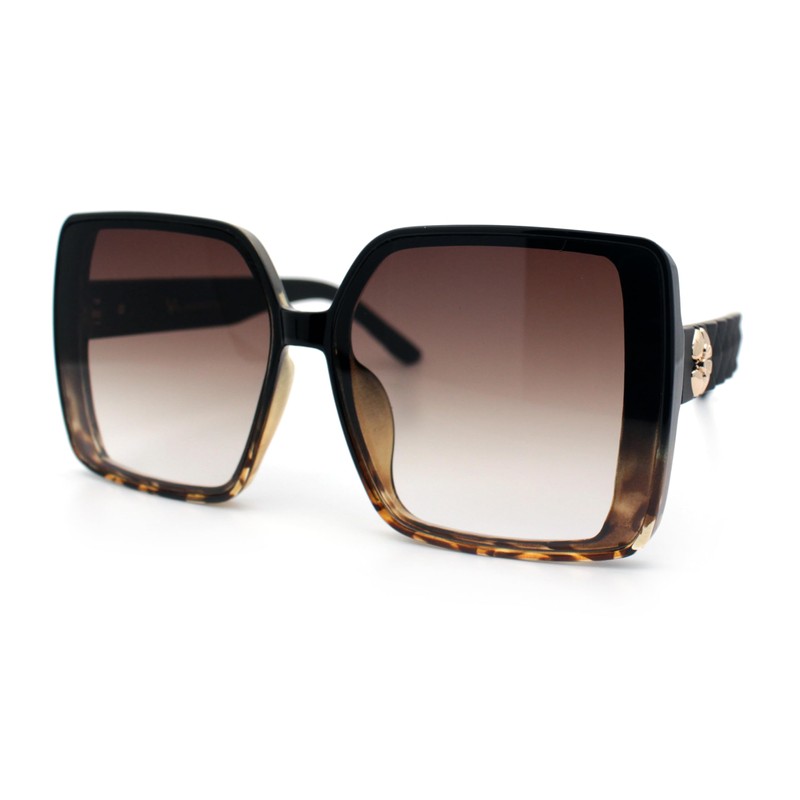 SA106 Womens Oversized Rectangular Designer Fashion Classic Mod Sunglasses Black