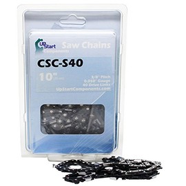 5-Pack Replacement 10" Semi Chisel Saw Chain for Echo, Husqvarna, Poulan Compatible with - Echo Cs 400, Husqvarna 240, Echo Cs 310 (3/8" Low Profile Pitch, 0.050" Gauge, 40 Drive Links, CSC-S40)