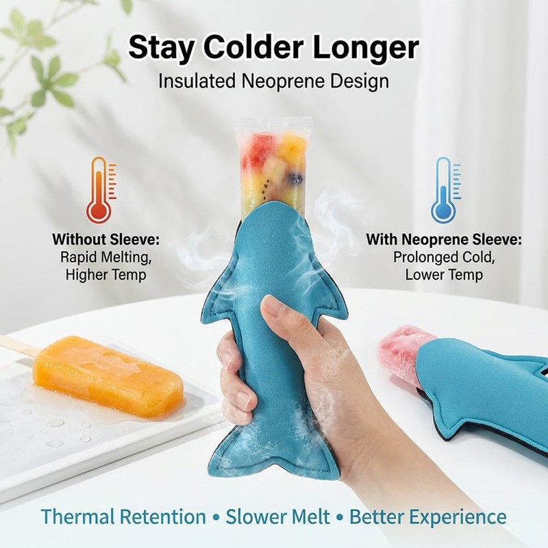 8-Pack Silicone Popsicl-e Holders & Ice P-op Sleeves