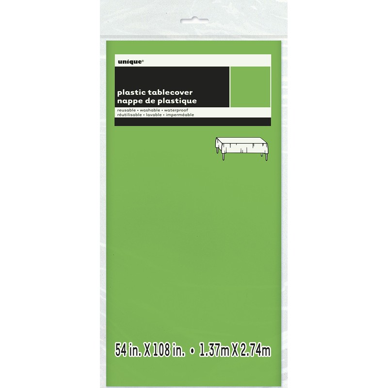 Unique Party 5098 - Lime Green Plastic Tablecloth, 9ft x
