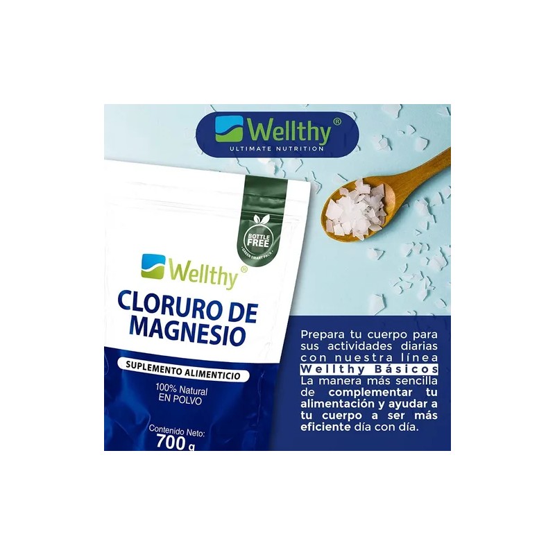 Wellthy Cloruro De Magnesio En Polvo 700g Sabor Neutro