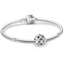 APUUESN Unendlichkeit Charms Anhänger Armband 18CM Damen,Infinity Armband Sterling Silber 925,Schlangenkette Bracelet,Armreif Schmuck