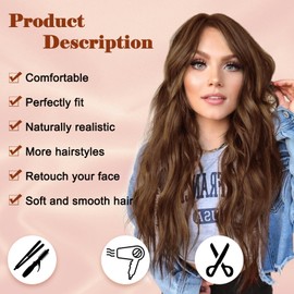 Copper Brown Wig for Women Long Wavy Lace Hairline Synthetic Middle Part Wigs for Daily Party