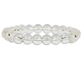 TAURISH Natural Clear Quartz Healing Crystal Bracelet for Men & Women 8mm Beads, Stretchable Cord, Clarity & Energy Amplification Jewelry, Perfect Gift for Spiritual Healing & Balance Pack of 2,