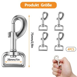 4 Pcs Swivel Carabiner Silver Hook Swivel Hook Carabiner Hook with Swivel for Dog Collar for Dog Collar Bucket Hammock Horse Tack
