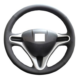 Eiseng DIY Sew Steering Wheel Cover Stitch on Wrap for Honda Fit Hatchback 2009 2010 2011 2012 2013 / for Honda Insight 2010-2014 Interior Accessories Genuine Leather (Black thread)