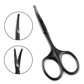 Velodios Premium Nose Scissors for Men Women, Facial Grooming Scissors, Curved Safety Blades with Rounded Tip for Trimming Small Details, Ear Hair, Eyebrow - Black