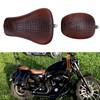 Motorcycle Brown Crocodile Front Driver Solo Seat+Rear Passenger Pillion Pad