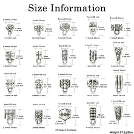 Stiesy 100Pcs Mixed Styles Tibetan Bails Vintage Connector Pendant Charm European Antique Silver Tube Bails Hanger Column Loop Large Hole Spacer Bead Charms for Jewelry Making Crafting