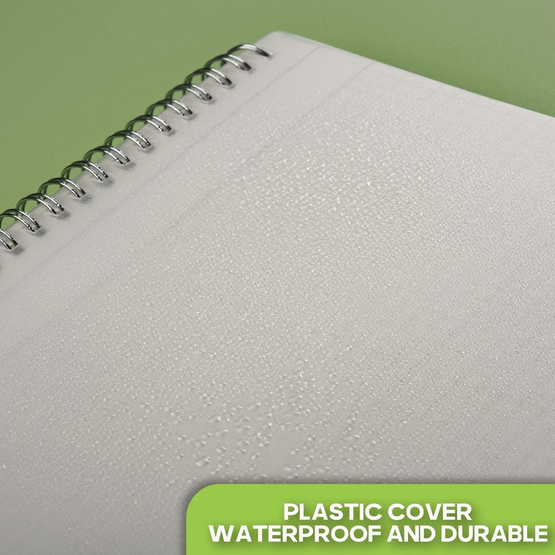 TWONE Spiral Graph Paper Notebook with Transparent Plastic Cover, 60