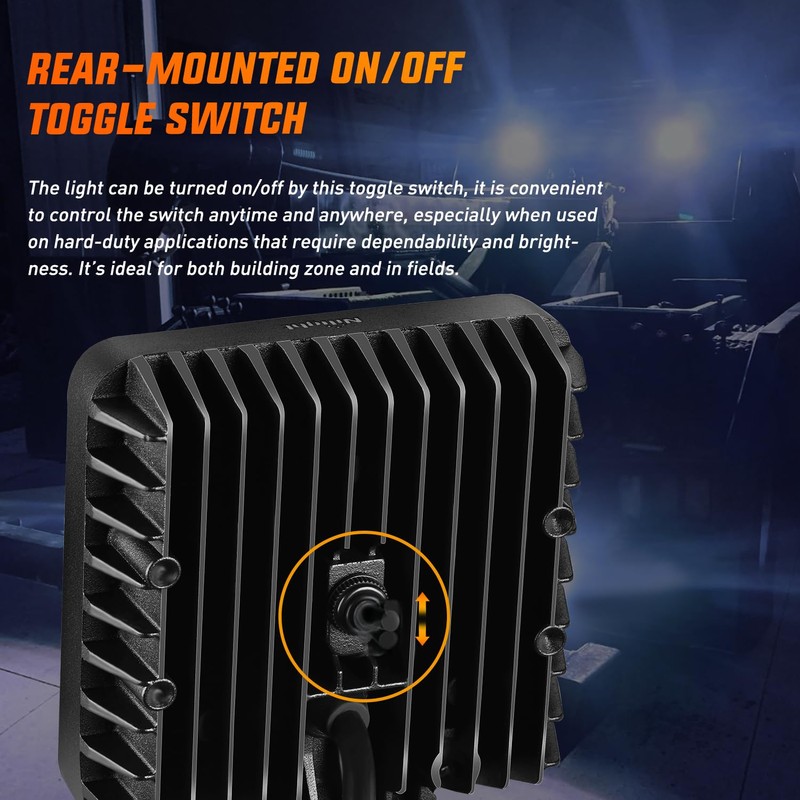 Nilight 4.3 Inch Square Utility LED Work Light W/Integrated Toggle