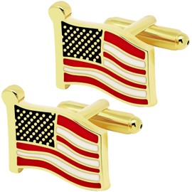 ZEEY Gold/Silver American Flag Cufflinks for Men Women Stars and Stripes Flag Mens Cuff Links Jewelry Gift Set for Business Wedding Party Office Daily Tuxedo Dress Shirt Accessories (Gold)