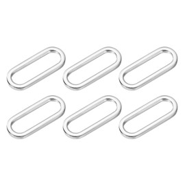 sourcing map 6 Pcs Metal Oval Ring, 1" Flat Oval Ring Buckle Belt Fastener Strap Keeper Loop for DIY Leather Purse Bags Handbag Straps, Silver Tone
