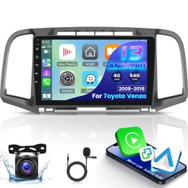 [4+64G] NHOPEEW Android 13 Car Radio for Toyota Venza 2008-2016 - Wireless Carplay and Android Auto - 9 Inch 1280 * 720 HD Touch Screen Car Stereo - 32 EQ/WiFi/GPS/SWC + AHD Backup Camera
