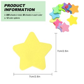 Sticky Notes, 600 Sheets Pentagram Shape Super Sticky Notes Pad, Self-Stick Note Pads, Message Note Refrigerator Sticky Notes for Office Home School Meeting (12 Colors 70x70mm)