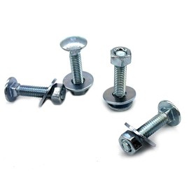 (10 pc) 1/4-20 x 3 Long Square-Neck Carriage Bolts Set w/Nuts & Washers,Zinc-Plated,Carbon Steel Grade 2,by