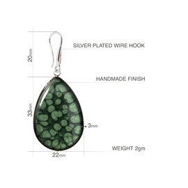 Elegant Handmade Long Teardrop Dangle Earrings for Women (Style 15- Dark Green Silver)