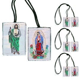 Scapular San Judas Tadeo Pack of 3 San Judas necklace scapulars catholic necklace St Jude Saint Jude necklace scapulars catholic brown green scapular escapularios catolicos, Polyester, No Gemstone