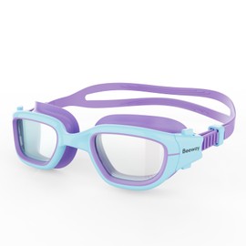 BEEWAY Kids Swimming Goggles 6-14 | Wide View | Anti-fog | Anti-leak | Quick Adjust Strap | UV Protection | Super Comfort for Boys and Girls