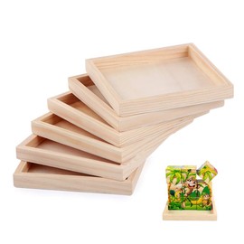 6 Pack Unfinished Small Wood Serving Tray for Crafts Projects DIY Wooden Trays Bulk Blank Wood Canvas Panel Boards Unfinished Wood Signs for Painting Arts Supply, (4.7 x 4.7 in)