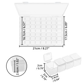 Kurtzy Pack of 3 Diamond Painting Storage Boxes Made of Plastic, 168 Compartments, Transparent Organiser Boxes, Container Set for Crafts, Embroidery, DIY Nail Design, Jewellery, Beads, Diamonds