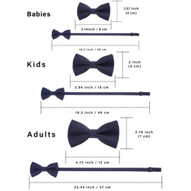 WELROG Classic Tied Bow Tie Kids & Men'Formal Solid Tuxedo Gabardine Adjustable Bow Tie for Adults & Children for Wedding Party Unusual Plain Bowties, navy blue