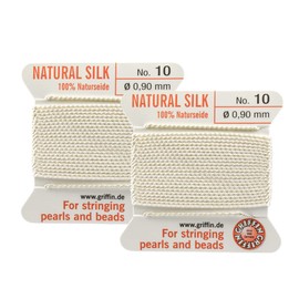 2 Pcs Griffin Silk Beading Cord Thread and Needle Size 10 White Color