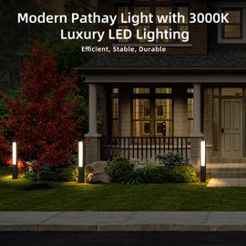 Modern Landscape Path Light,40 Inch Aluminum Pathway Bollard Lights Outdoor High Voltage Wired Garden Floor Lamp IP65 Waterproof LED 3000K Luxury Lighting for Patio Walkway Driveway Yard Decoration