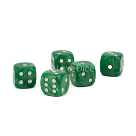 WeLoveBeads W6 Cube (16 mm) in Green/White Dots - Made in Germany - Pack of 5