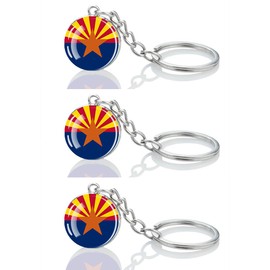 LLBFHH 3 Pcs Arizona Flag Key Chain,Cool Keychain for Car Keys, Stainless Steel Keyrings & Keychains,Used for Home Decoration,Jewelry Hanging Decorations.