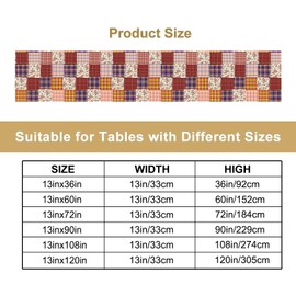 Boho Floral Patchwork Table Runner, Retro Rustic Flowers Country Garden Flowers Paisley Bohemian Farmhouse Pattern for Home Kitchen Table Decor Dining Coffee Room Party Decor 13x60in