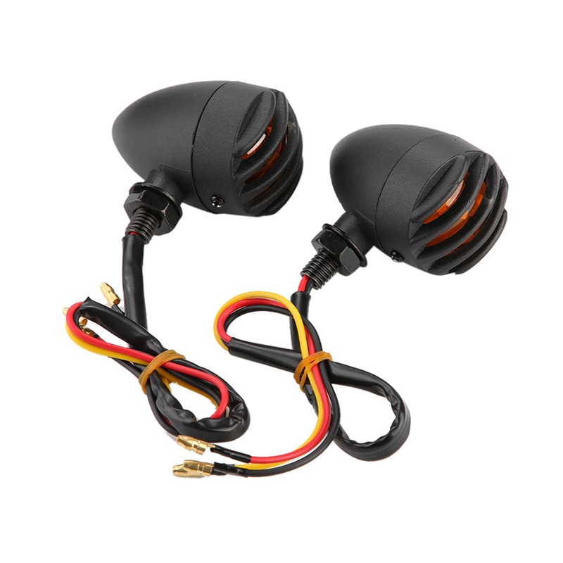 2Pcs Motorcycle Retro Rear Turn Signal Lights Indicator Full Metal
