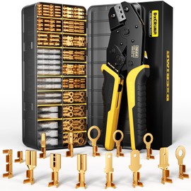 DxCRIMP Spade Connector Kit, 14 Types Wire Connector Kit with Crimping Tool for 24-14 AWG Spade Connector Crimper, Open Terminal Connector Crimping Tool, Wire Terminal Crimper, Quick Connect Terminal