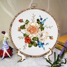 6 Pack 6.7 inch Mini Imitation Wood Plastic Circle,Embroidery Hoop Cross Stitch Hoop Ring for DIY Art Craft Handy Sewing