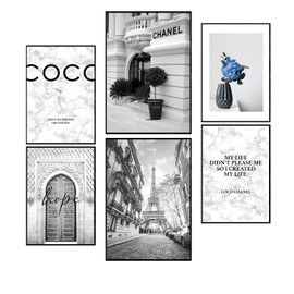 Postertech® Premium Coco Grey Set, 6 Pictures as Modern Wall Decoration, 2 x DIN A3 & 4 x DIN A4, Grey Blue Coco Saying (Set of 6 Coco Blue)