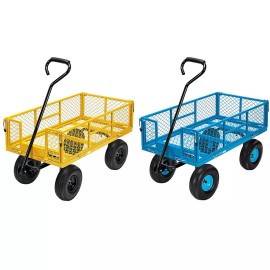 Unbranded 880 lbs Garden Cart Heavy-Duty Yard Dump Wagon Cart Steel Lawn Utility Cart - Blue
