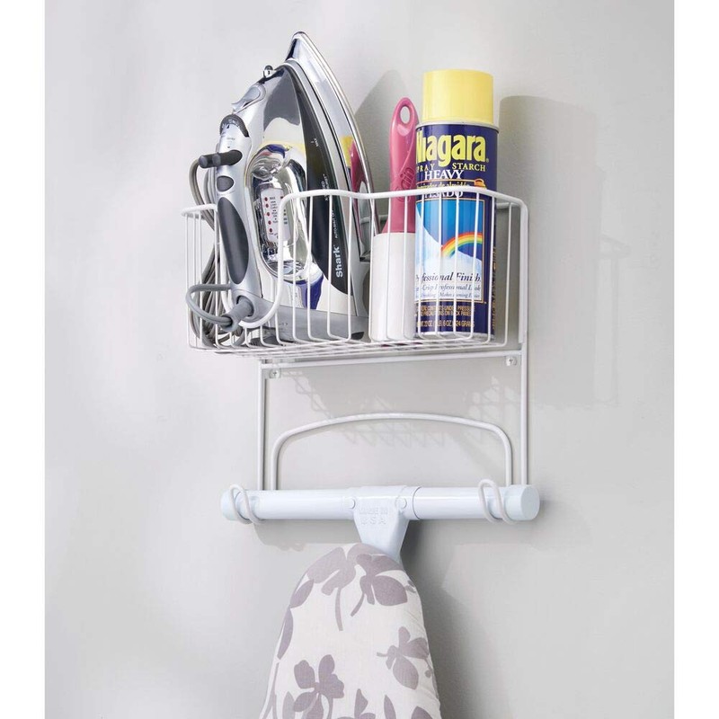 mDesign Wall Mounted Ironing Board Holder - Steel Ironing Board