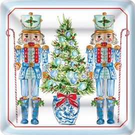 Boston International Paper Plates Square |Appetizer + Dessert Size, 7 x 7-Inches, Blue Nutcrackers, 8-Count