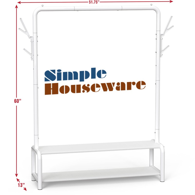 Simple Houseware 52-Inch Freestanding Closet Garment Rack with Storage Shelves