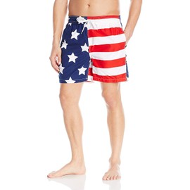 Kanu Surf Men's Monaco Swim Trunks (Regular & Extended Sizes), USA American Flag, Medium