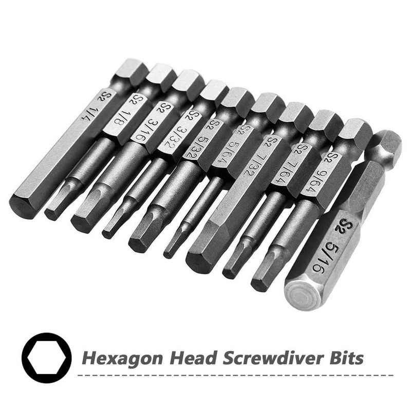 Mesee 10 Pieces 50mm Inner Hex Head Magnetic Screwdriver Bits,