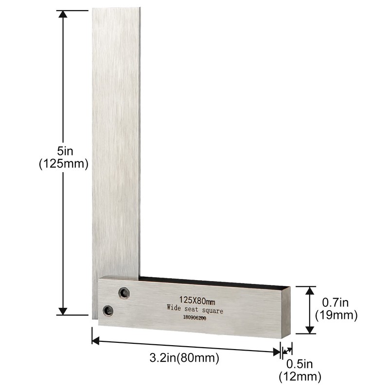 TOOLCOOL Machinist Square Engineers Square Try Square 90 Degree Right