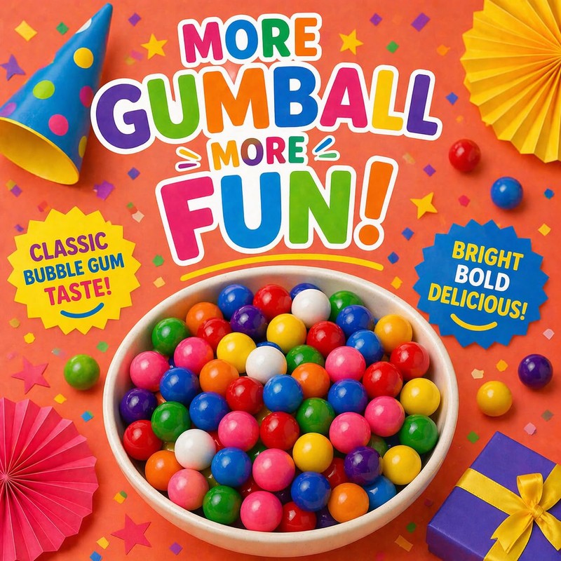 Bulk Rainbow Gumballs 1 Inch 4 lb, No Artificial Dyes