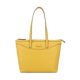 Lloyd Baker London – GLOSHI Leather Tote Bag: Women's Classic Modern Design in 100% Genuine Full Grain Leather with a Full Zip Closure- CEYLON YELLOW (Yellow)